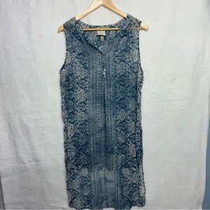 Knox Rose Blue Sheer Boho Tunic XL Sleeveless Paisley Long Top